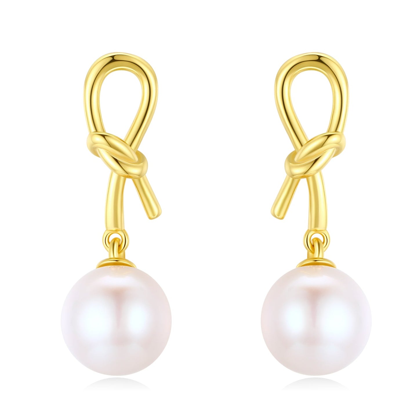 Golden Knot Edison Pearl Studs Earrings