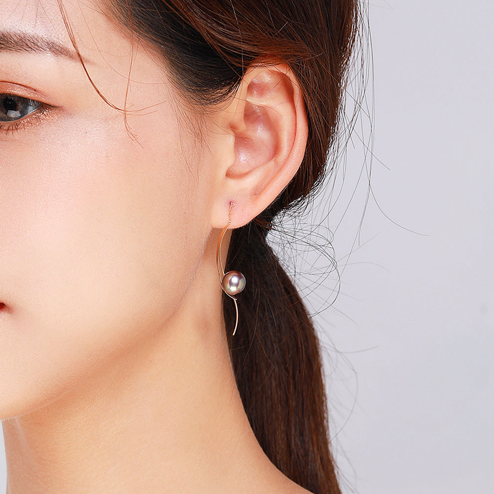 G18K Spiral Edison Pearl Earrings