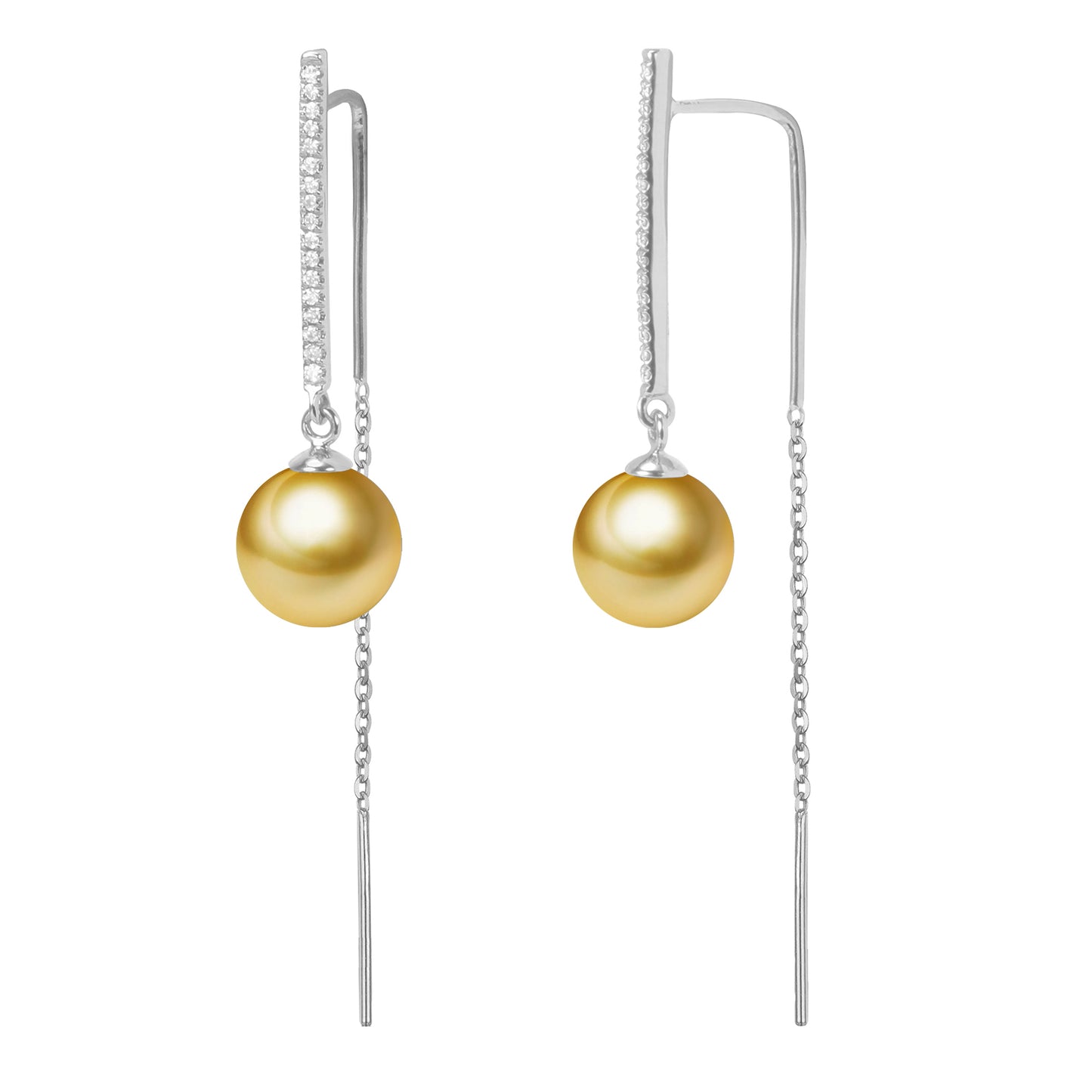 G18k Diamonds Edison Pearl Threader Earrings