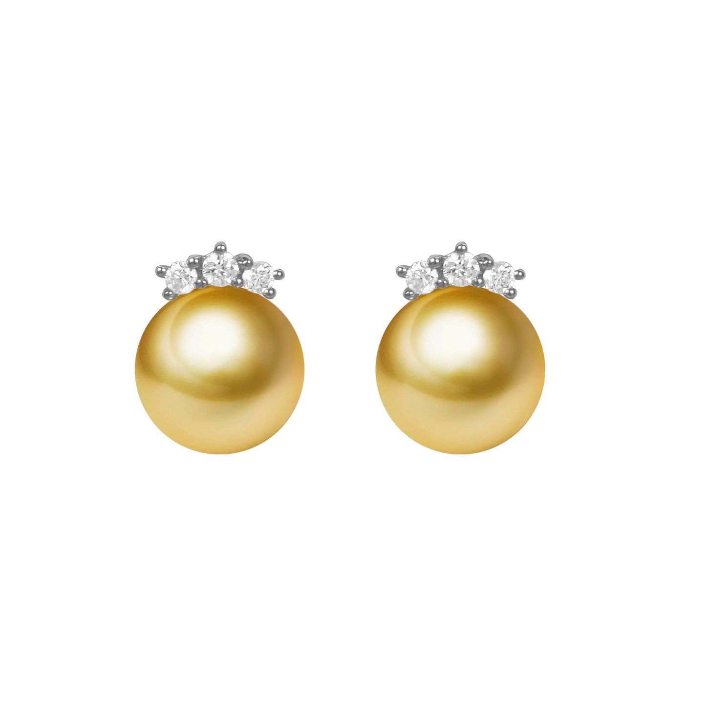 G18k Diamonds The Crowned Edison Pearl Studs Earrings