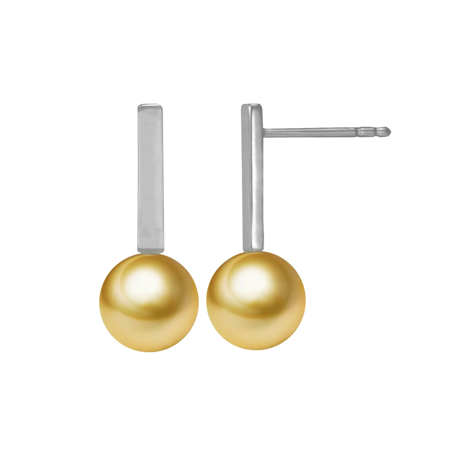 G18k Modern Micro Bar Pearl Studs Earrings