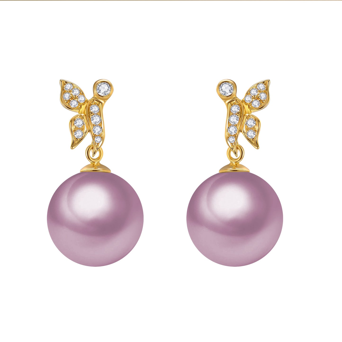 G18k Diamonds Fly Away Edison Pearl Earrings