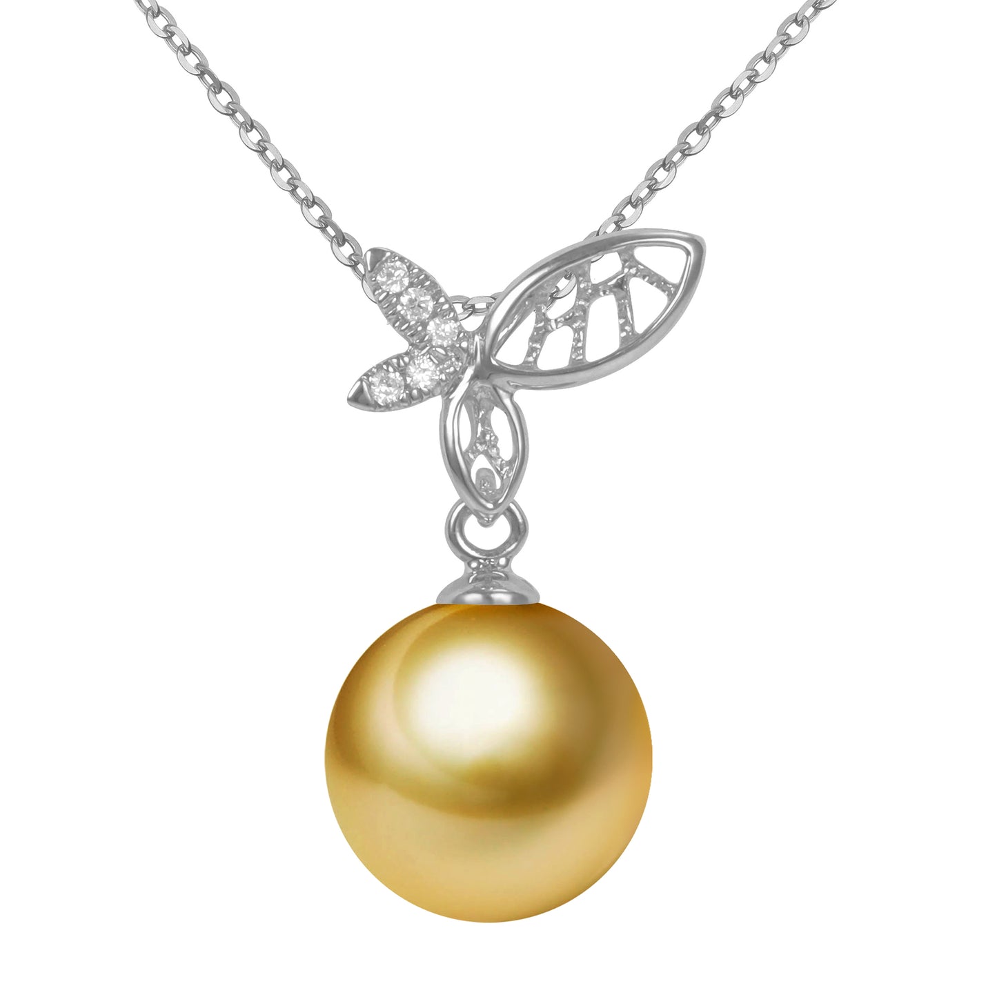 G18K Diamonds Butterfly Pearl Pendant