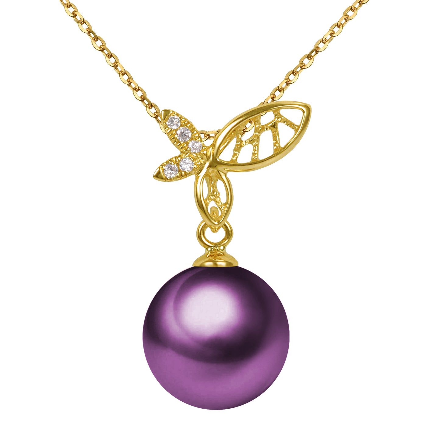 G18K Diamonds Butterfly Pearl Pendant