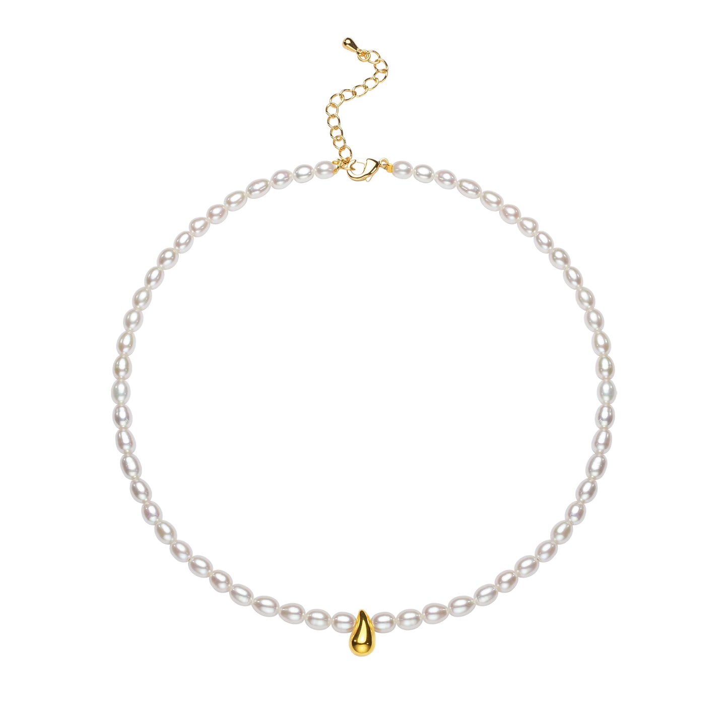 Golden Waterdrop Oval Freshwater Pearl Necklace