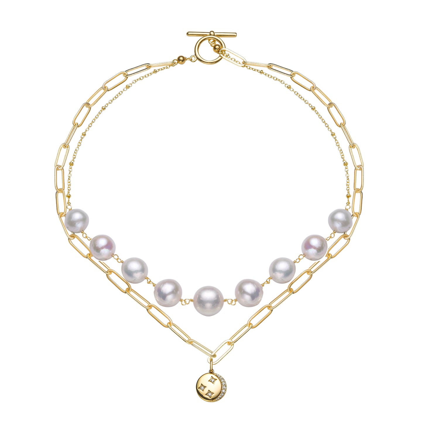 Contemporary Double Layers Pearl Necklace