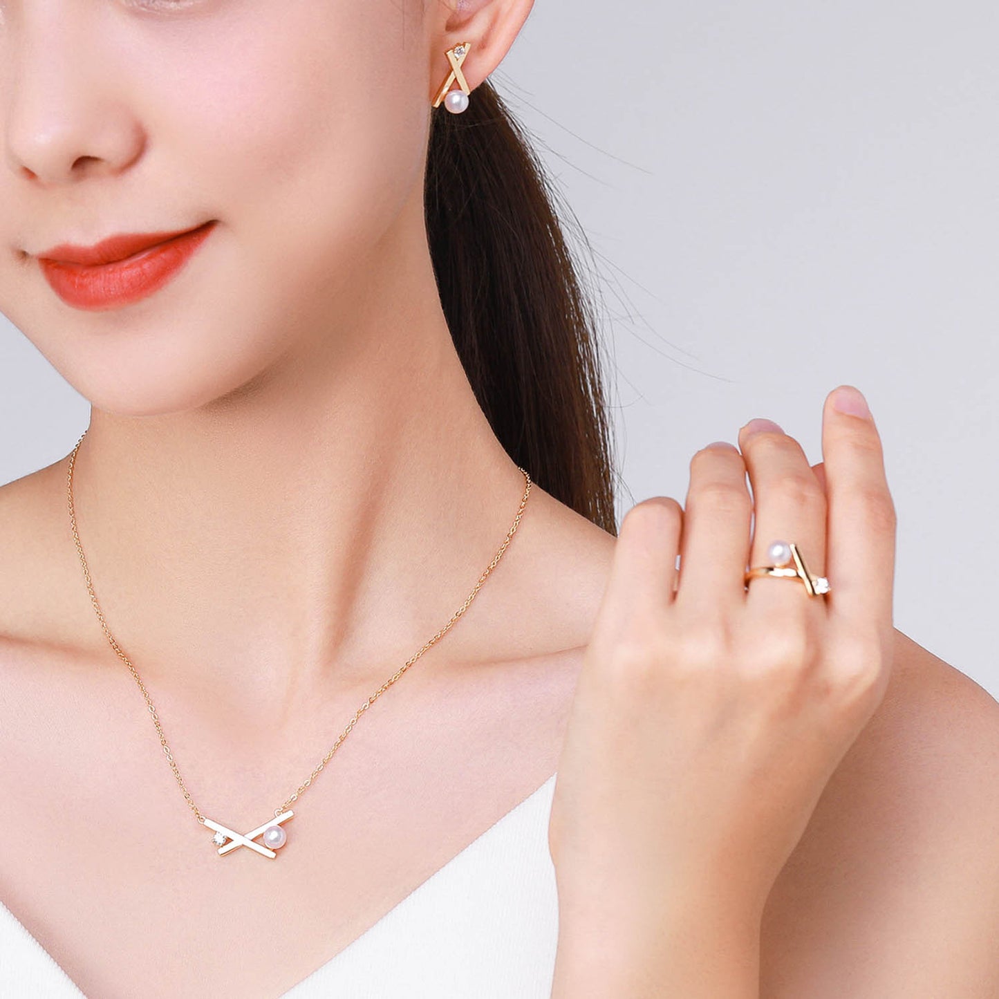 Matchstick Pearl Ring