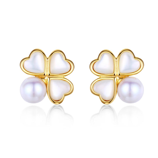 Four Leaf Clover Pearl Earrings