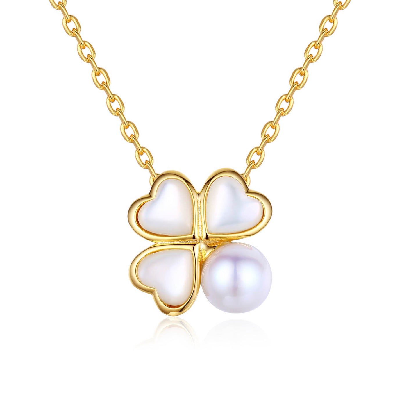 Four Leaf Clover Pearl Necklace