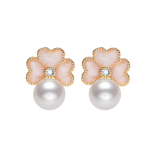 Cherry Blossom Pearl Studs Earrings