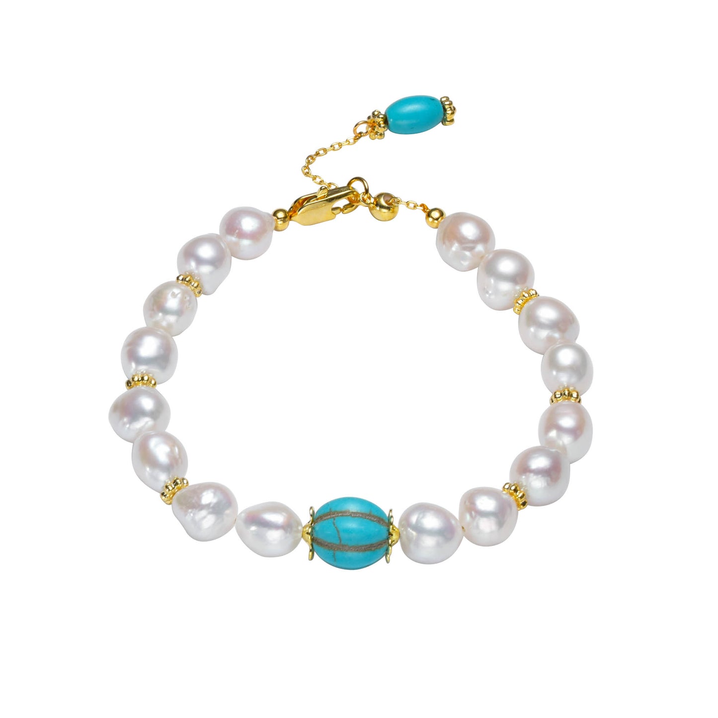 Turquoise Pumpkin Pearl Bracelet