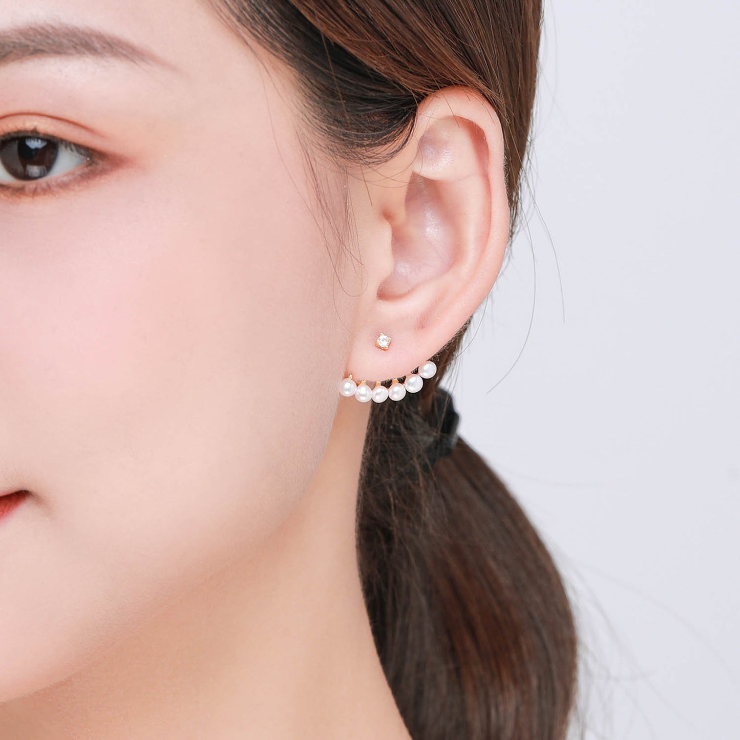 Pearl Ear Jacket Stud Earrings