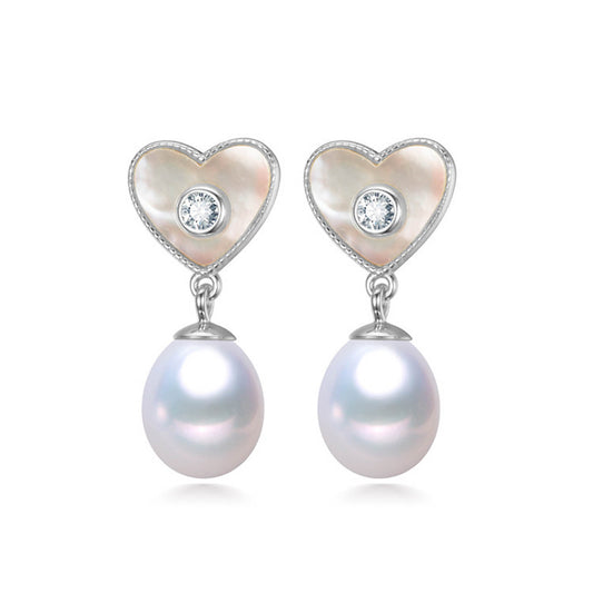 Hearts of Splendor Pearl Studs Earrings
