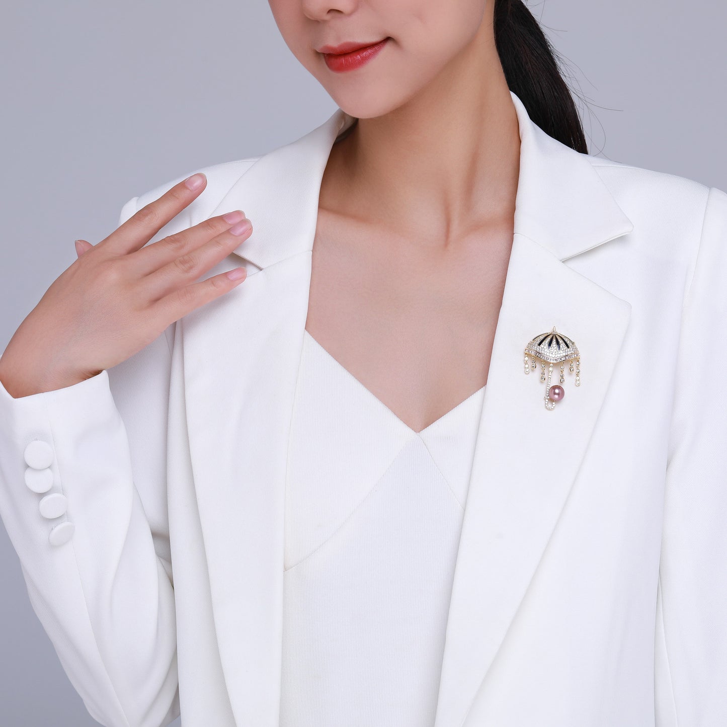 Rainy Day Umbrella Pearl Brooch