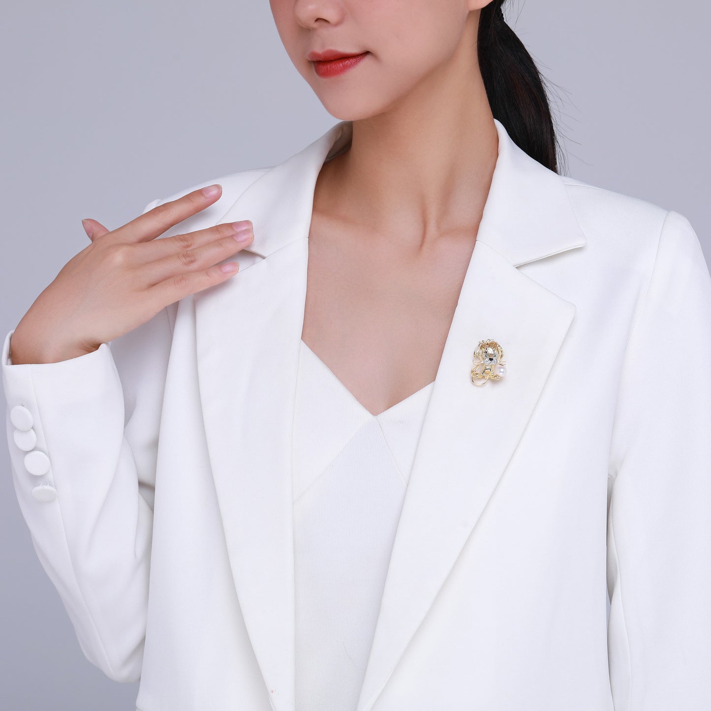 Lion Cub Pearl Brooch