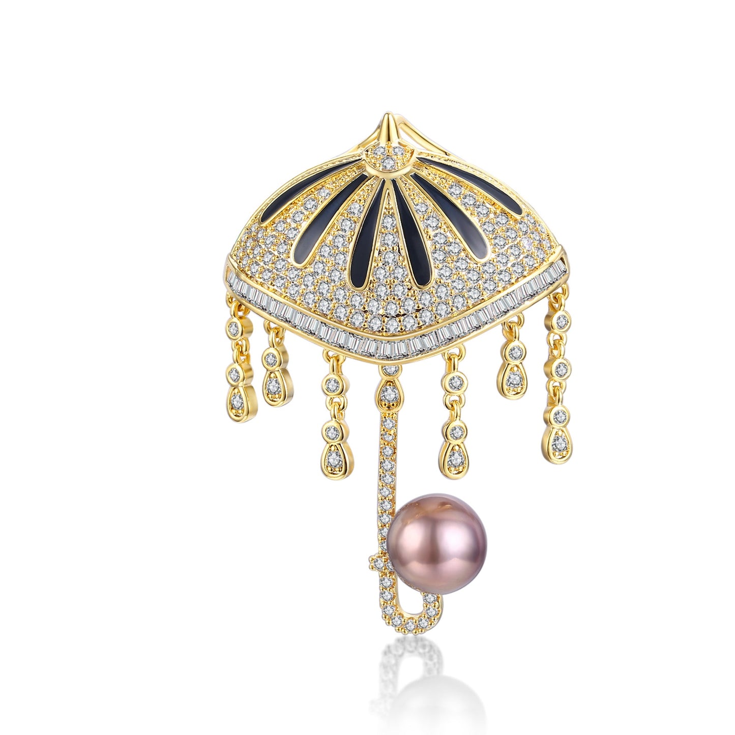 Rainy Day Umbrella Pearl Brooch