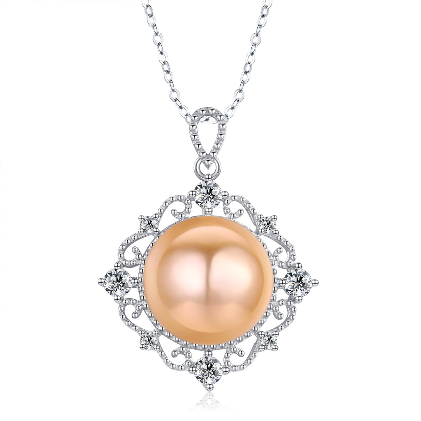 Tangerine Filigree Edison Pearl Necklace