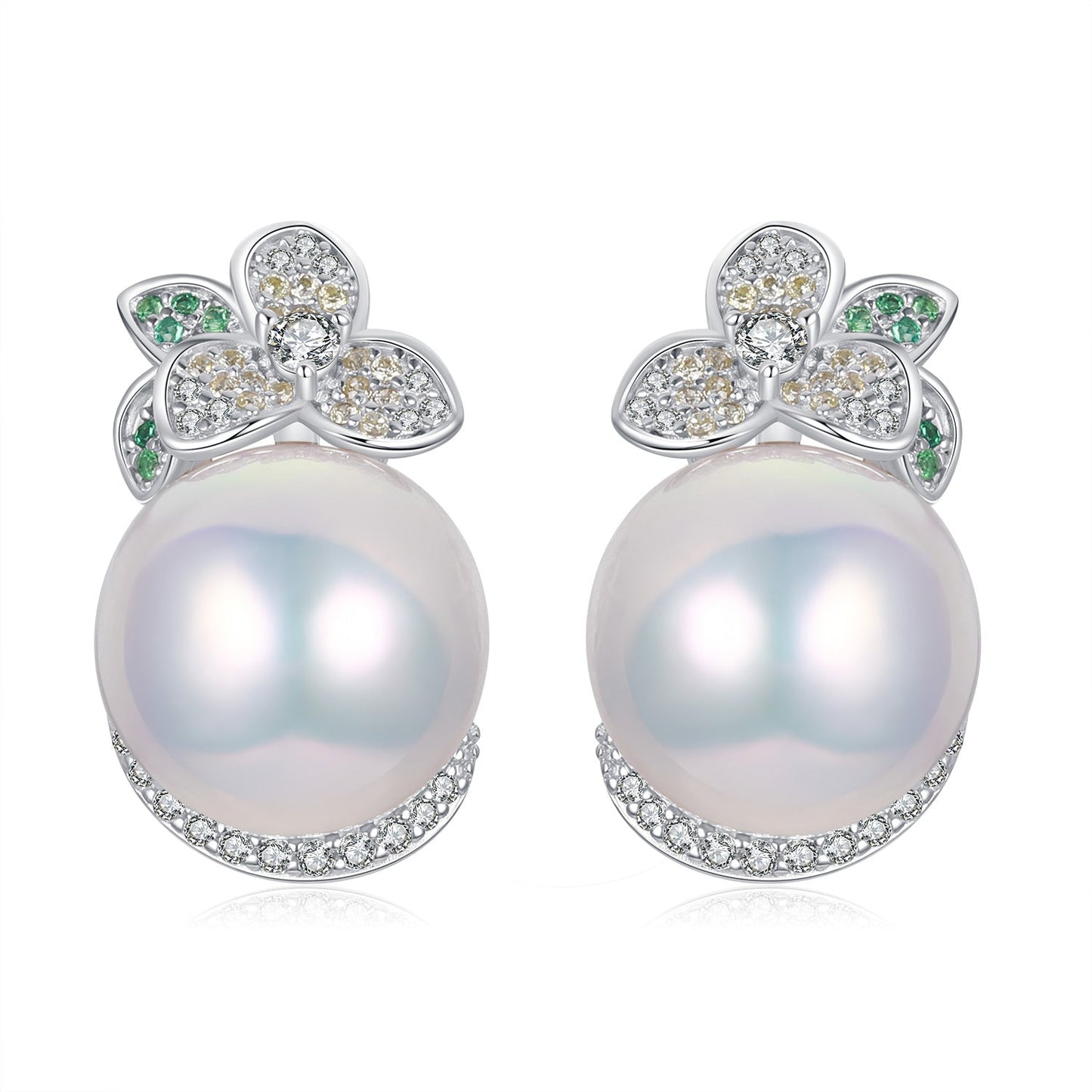 White Lily Pearl Studs Earrings