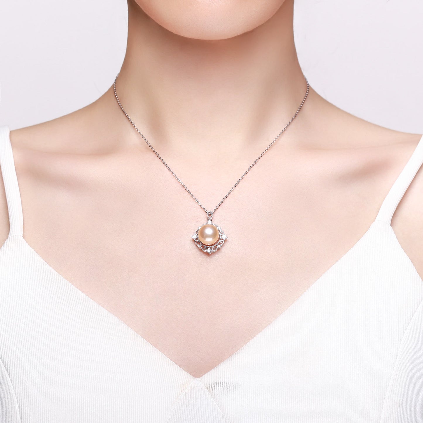 Tangerine Filigree Edison Pearl Necklace