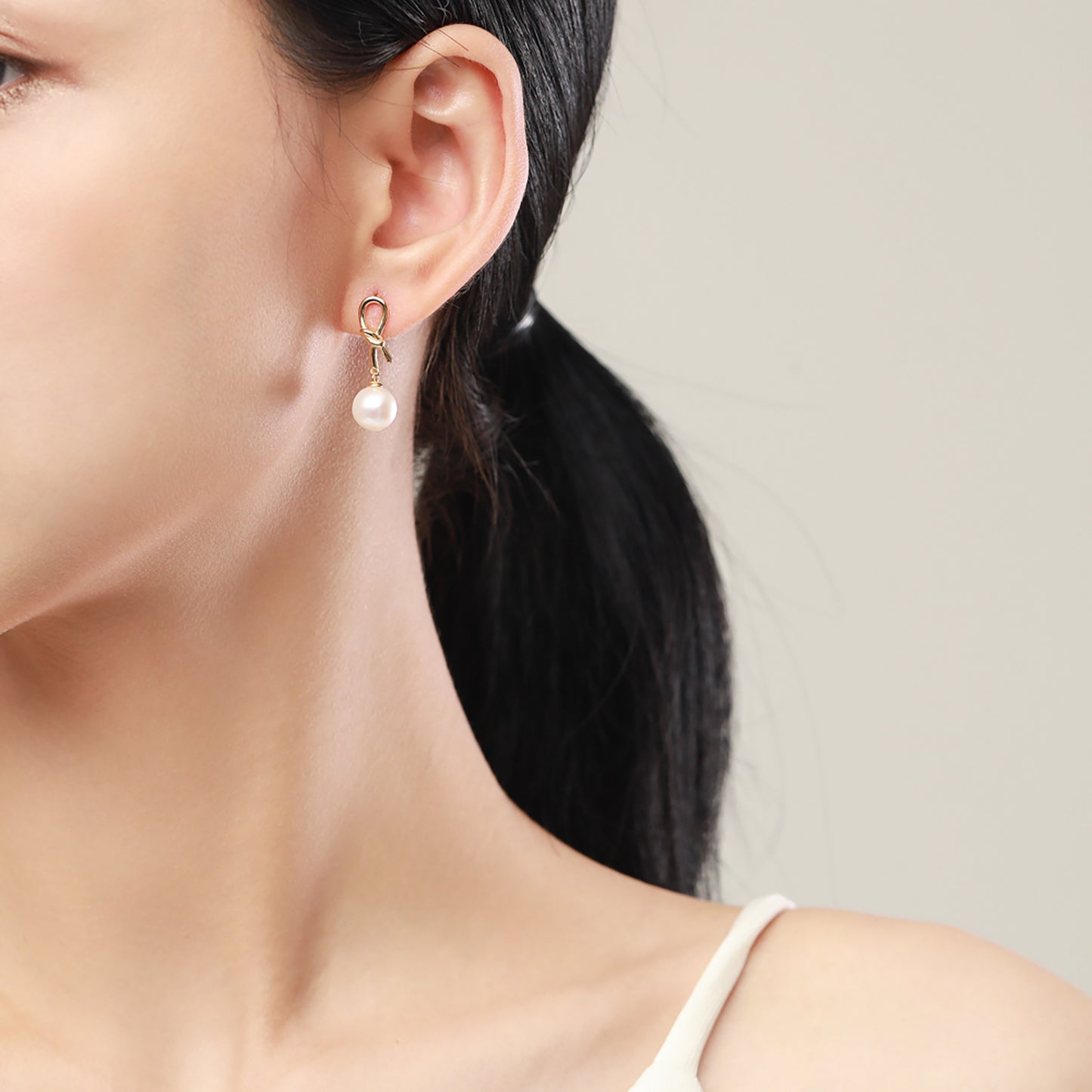 Golden Knot Edison Pearl Studs Earrings