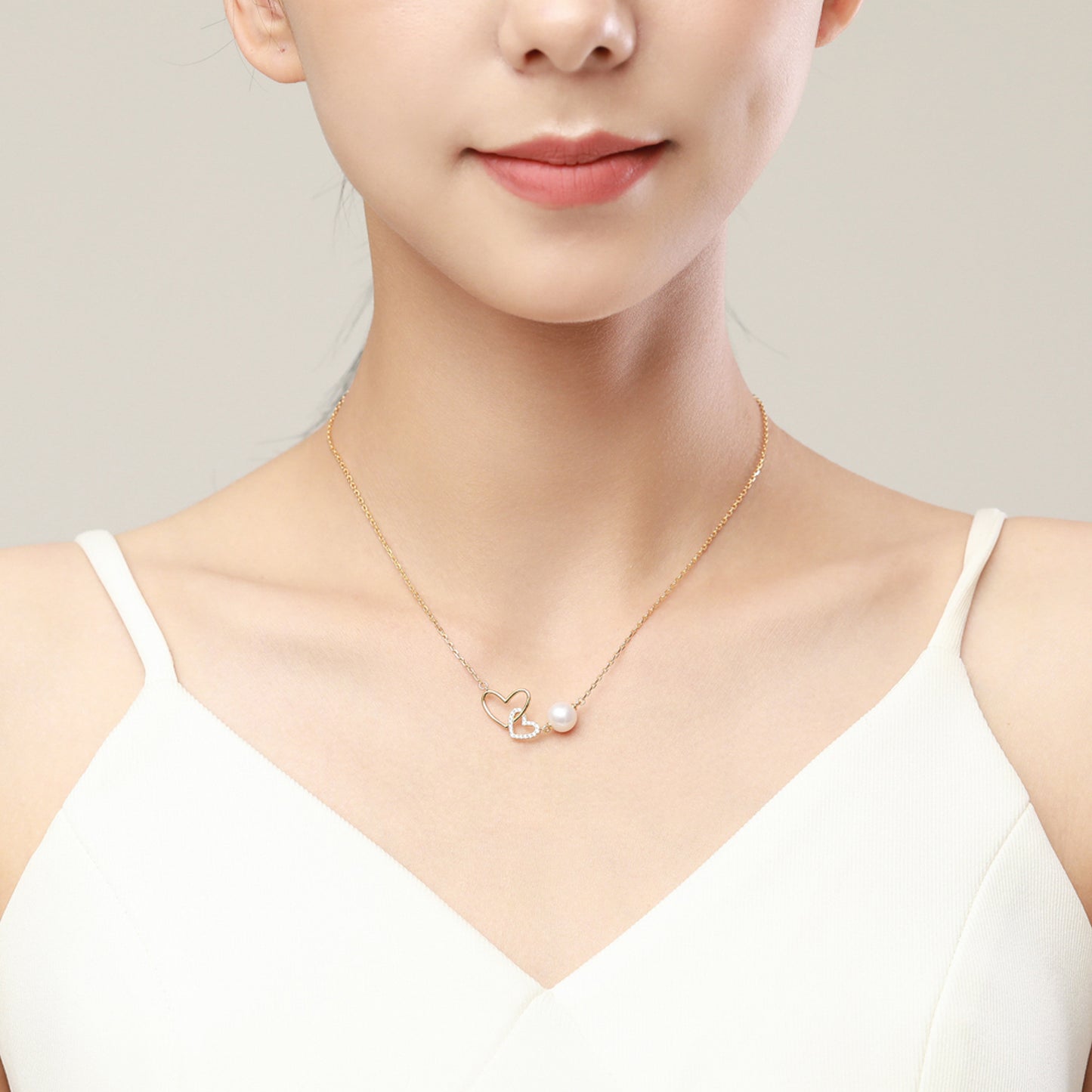 Twin Hearts Edison Pearl Necklace