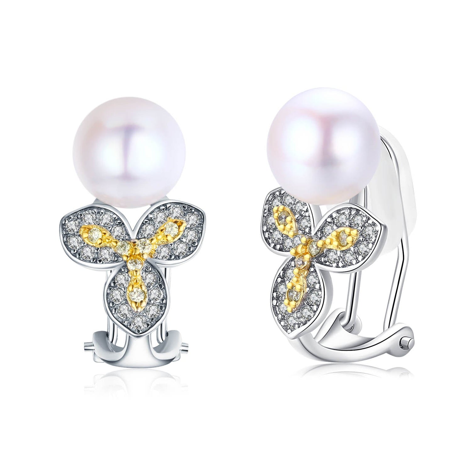 Primrose and Pearl Clip-On Earrings