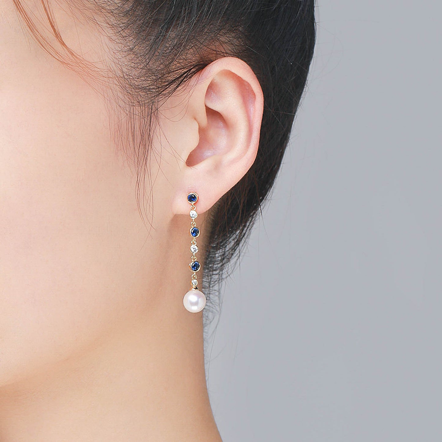 Blue Rain Drop Pearl Earrings