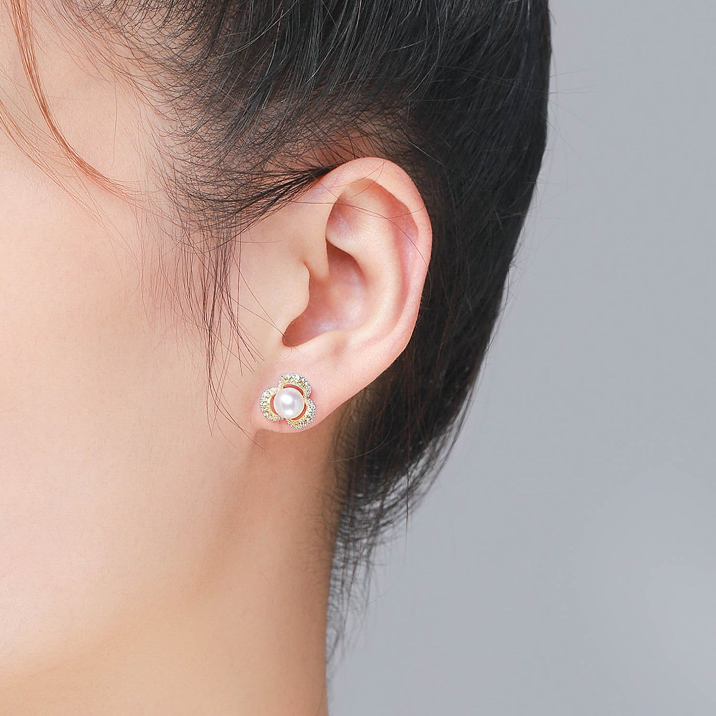 Gold and Silver Posy Pearl Earrings