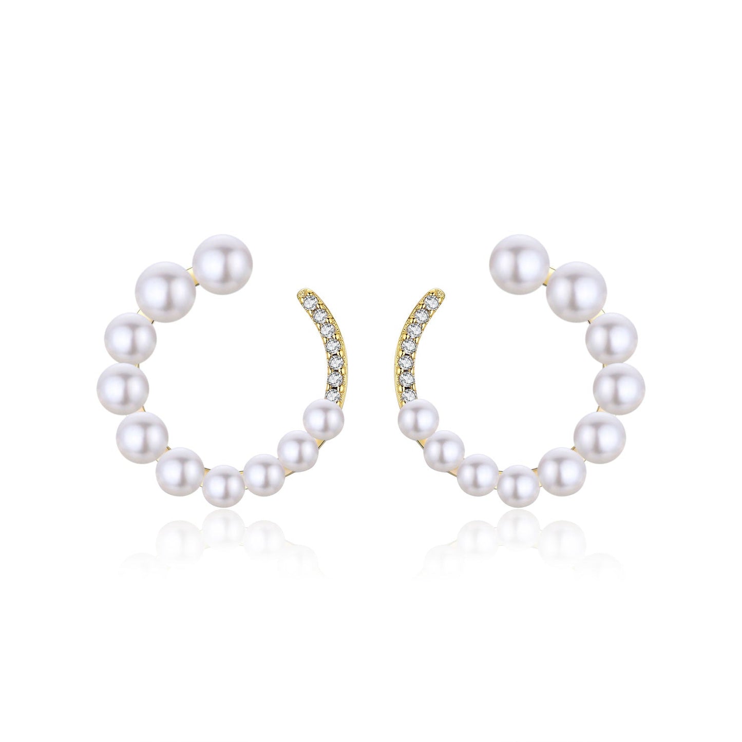 Spiral Circle Pearl Earrings