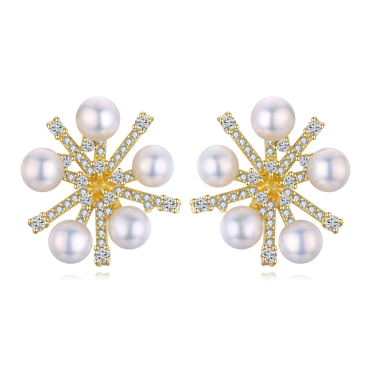 Golden Snowflake Pearl Studs