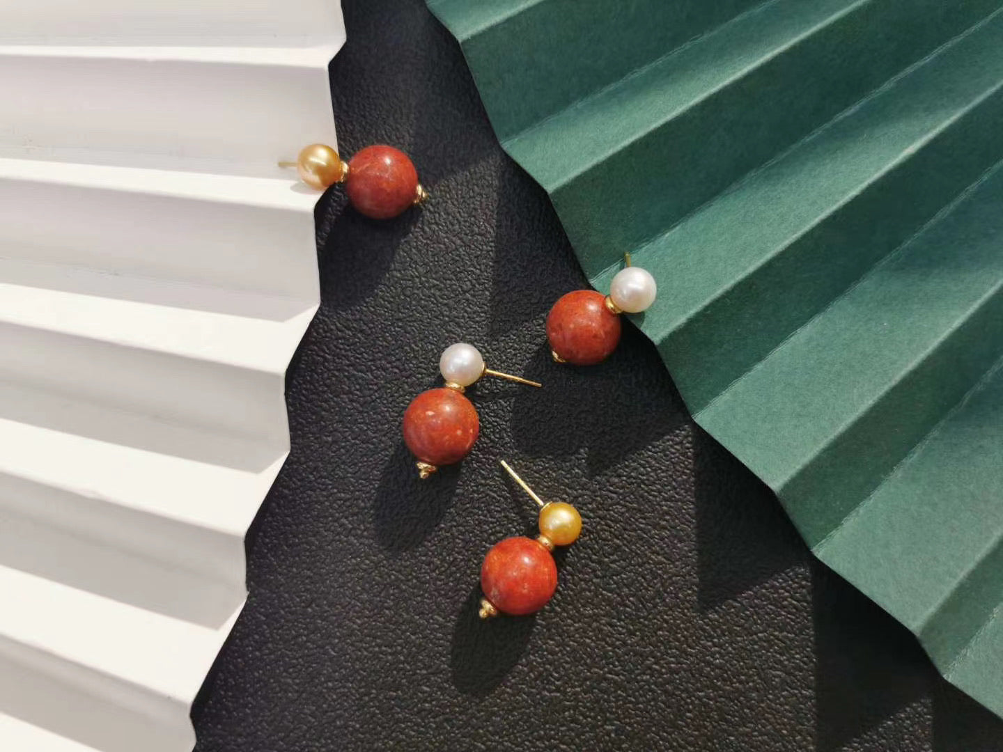 Luck and Love Coral Pearl Earrings