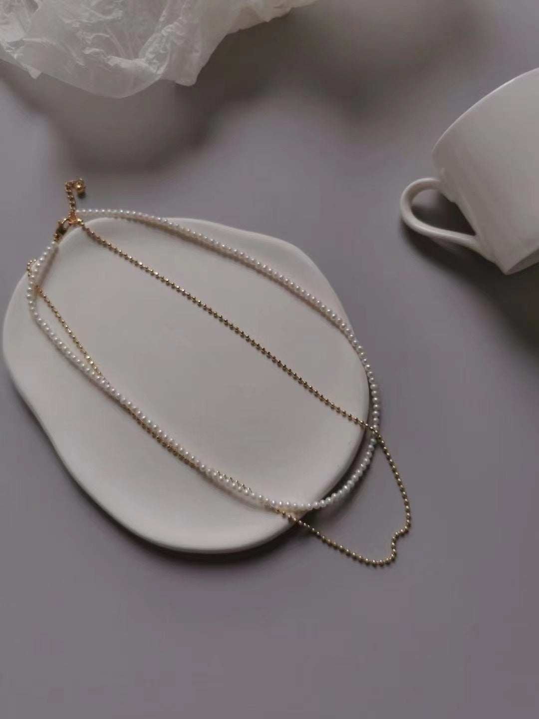 Forever Elegance Silver 3mm Freshwater Pearl Necklace