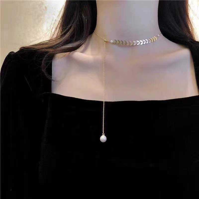 G18k Golden Wheat Pearl Necklace