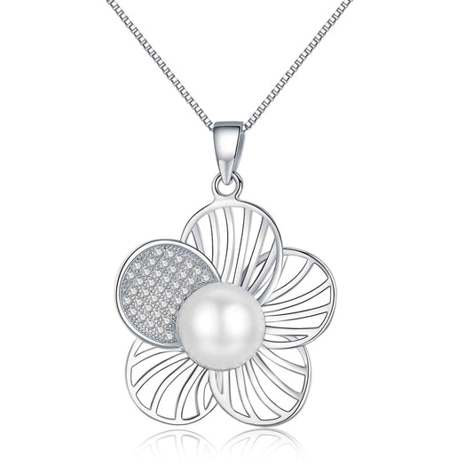 Glitter Flower Pearl Necklace - Timeless Pearl