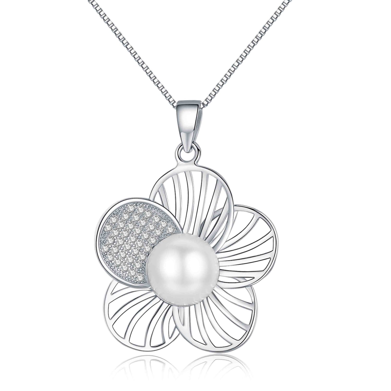 Glitter Flower Pearl Necklace - Timeless Pearl