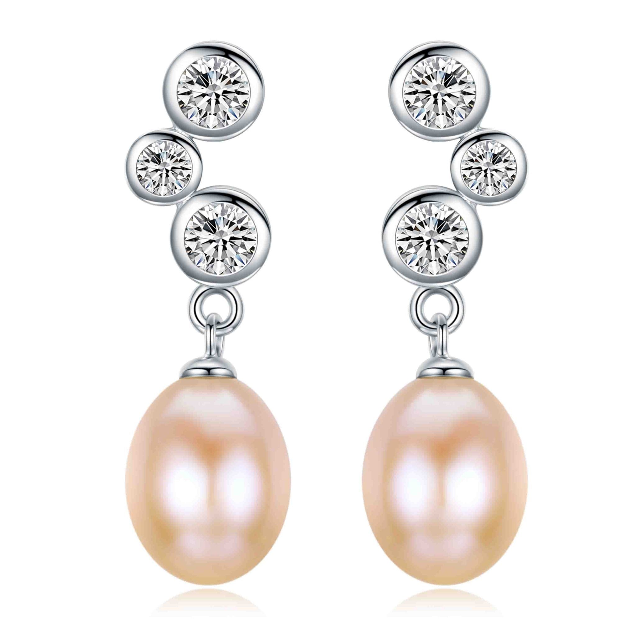 Solid Eternal Collection 7.5-8.0 mm Pink Freshadama Pearl Earrings 14K Yellow Gold by Pearl Paradise
