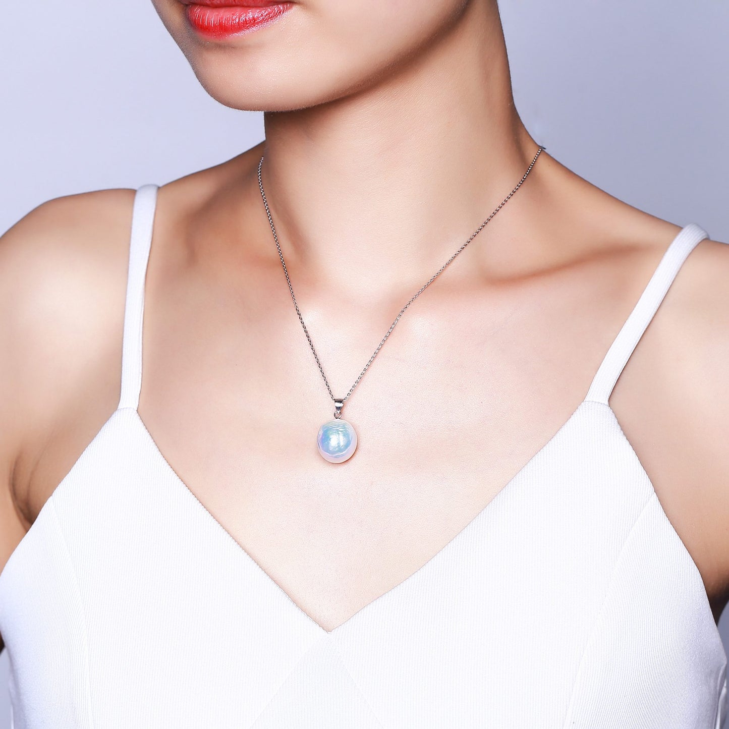 SILVER GIANT WHITE BAROQUE PEARL NECKLACE - Timeless Pearl