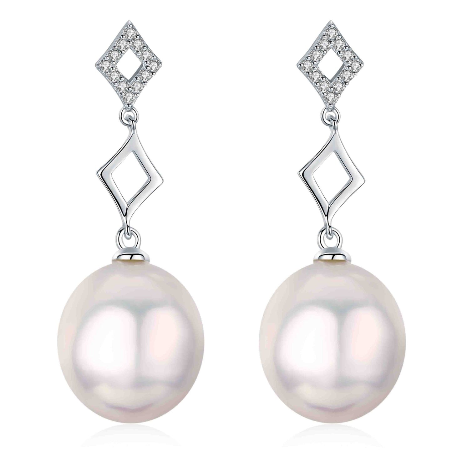 Diamond Drop Edison Pearl Earrings - Timeless Pearl