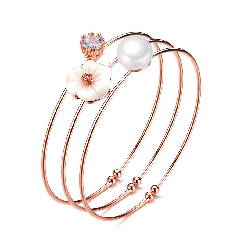 Pearl & Floral Shell Bracelet - Timeless Pearl
