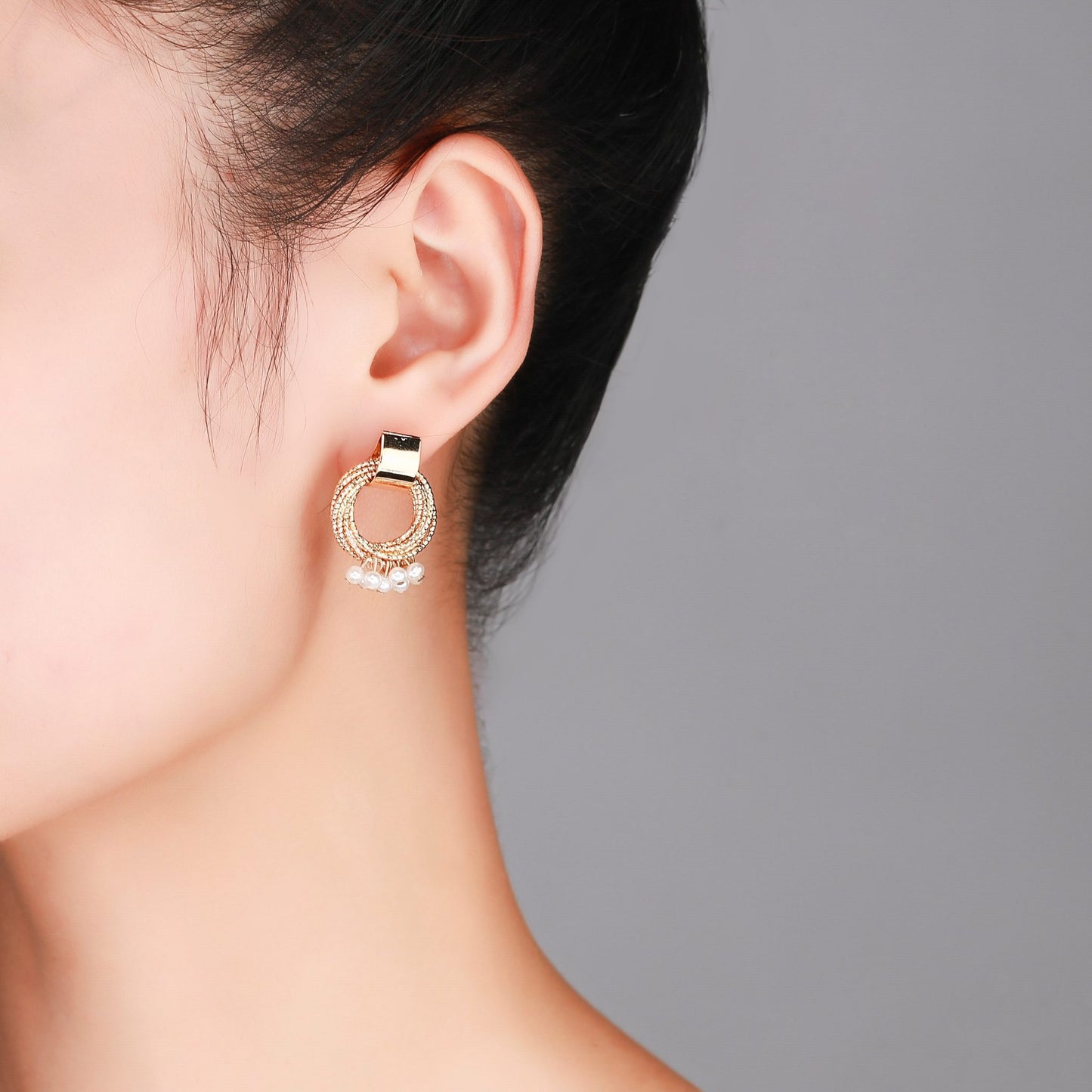 Gold Twist Drop Pearl Earrings - Timeless Pearl