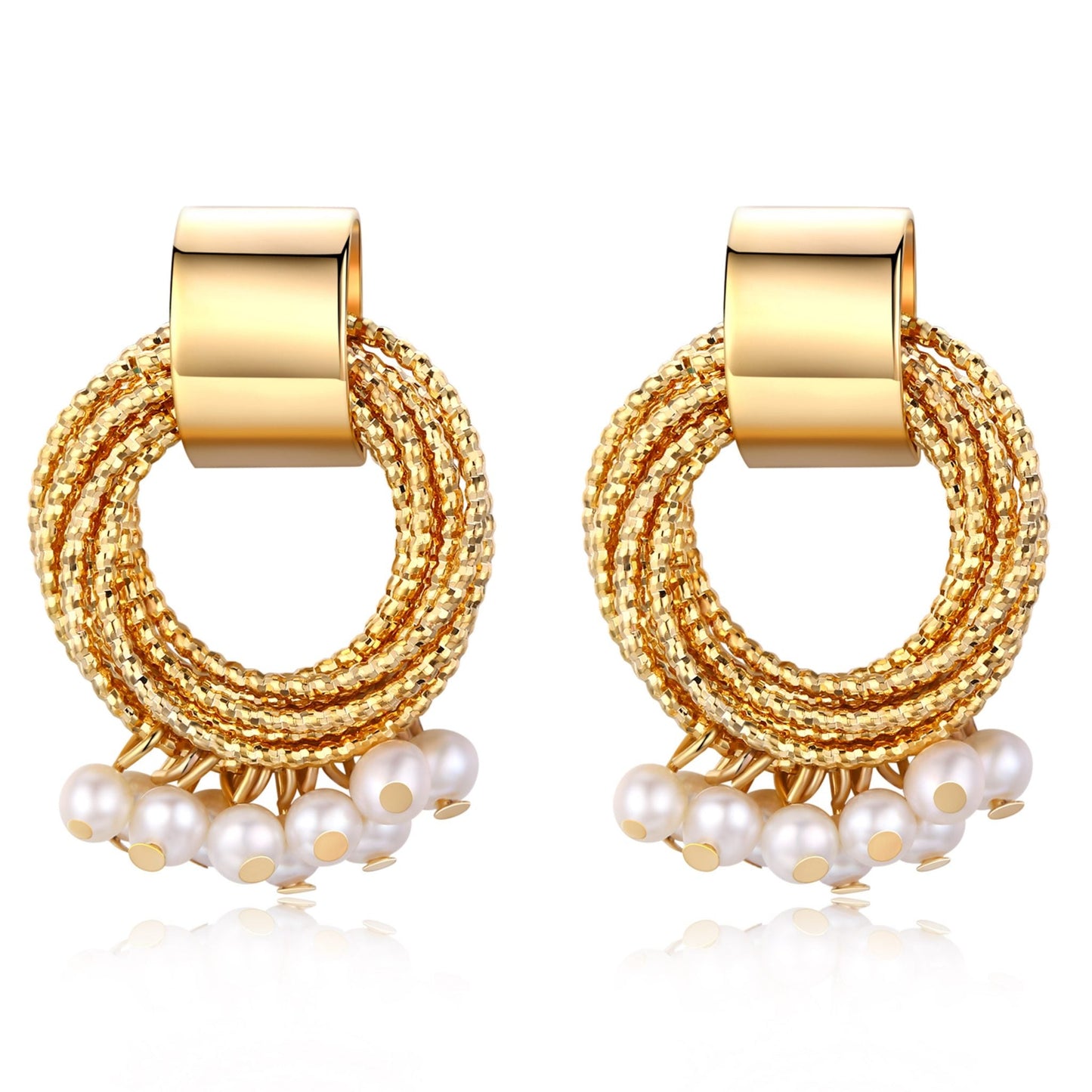 Gold Twist Drop Pearl Earrings - Timeless Pearl