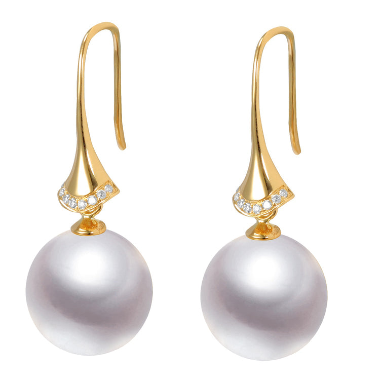 G18k Stiletto Diamonds Pearl Earrings