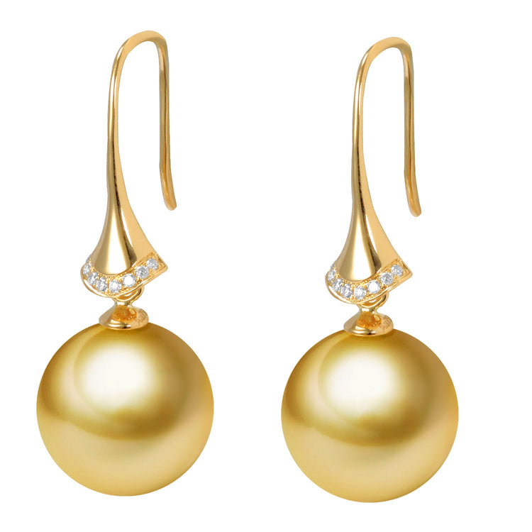 G18k Stiletto Diamonds Pearl Earrings