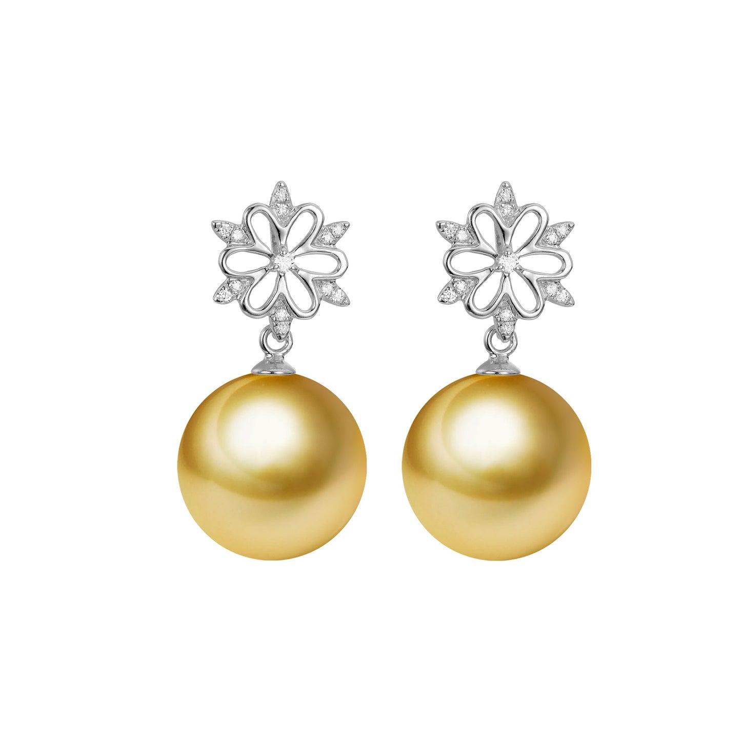 G18k Snowflake Diamonds Pearl Earrings