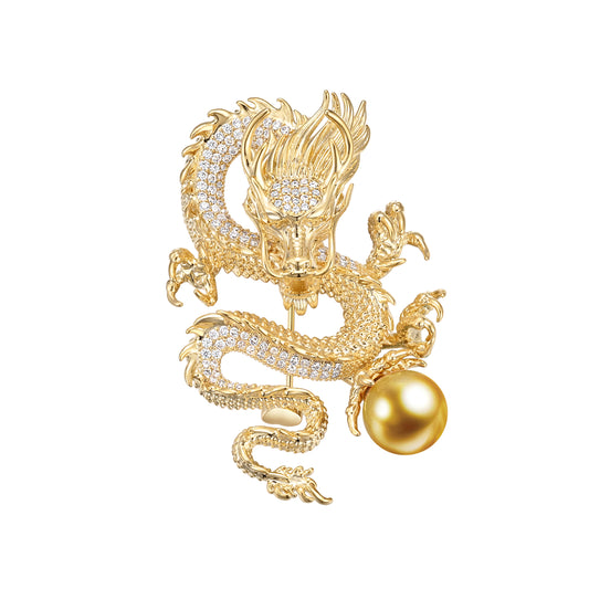 Roaring Dragon Edison Pearl Brooch