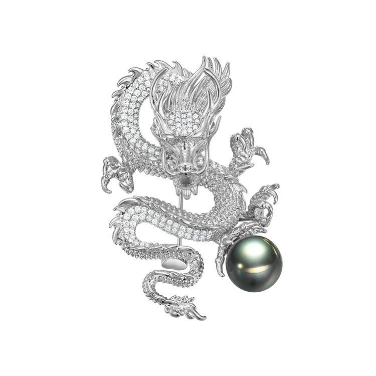 Roaring Dragon Edison Pearl Brooch