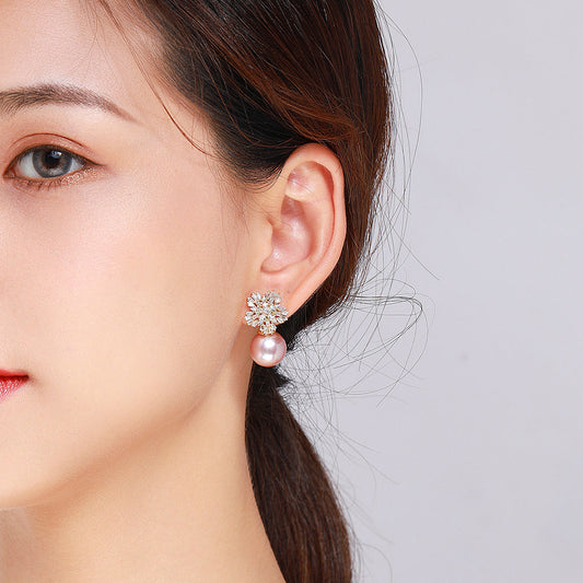 SNOWFLAKE QUEEN GOLDEN EDISON PEARL EARRINGS
