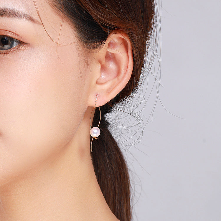 G18K Spiral Edison Pearl Earrings