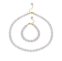 Edison Pearl Necklace Bracelet Set classic coordinated pearl set for elegant bridal styling.