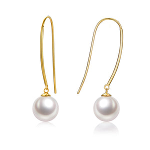 G18k Contemporary Pearl Hook Earrings